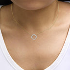 Gold Vermeil 1/10 Cttw Diamond Clover Pendant Necklace