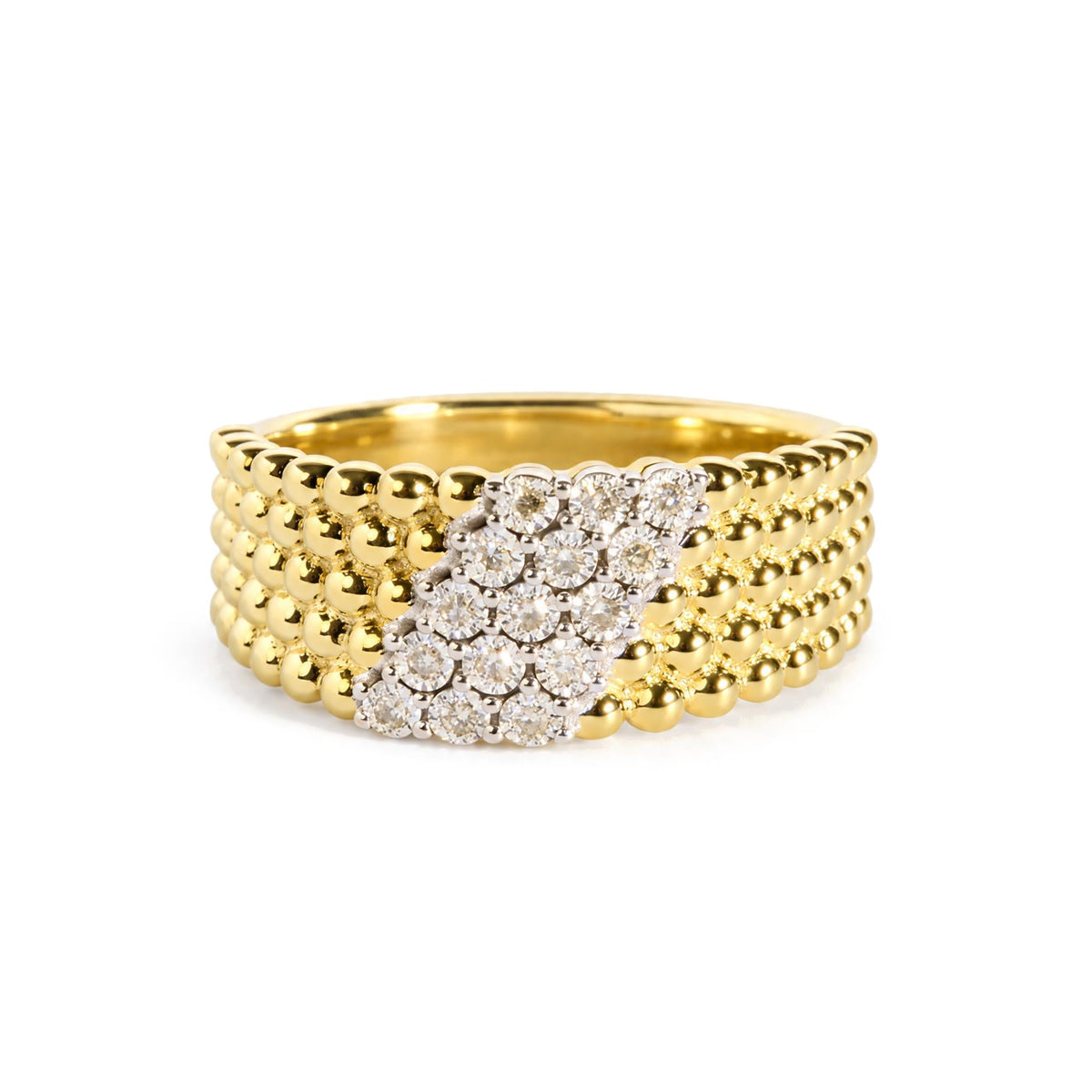 Yellow Gold Vermeil 1/10 Cttw Diamond Beaded Band Ring