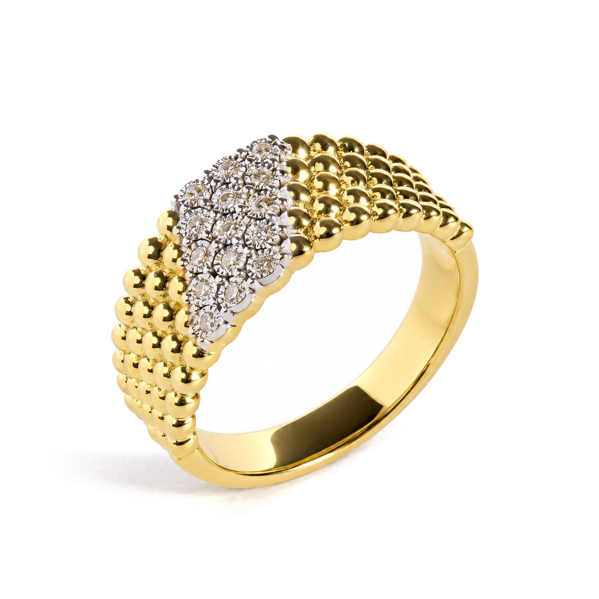Yellow Gold Vermeil 1/10 Cttw Diamond Beaded Band Ring
