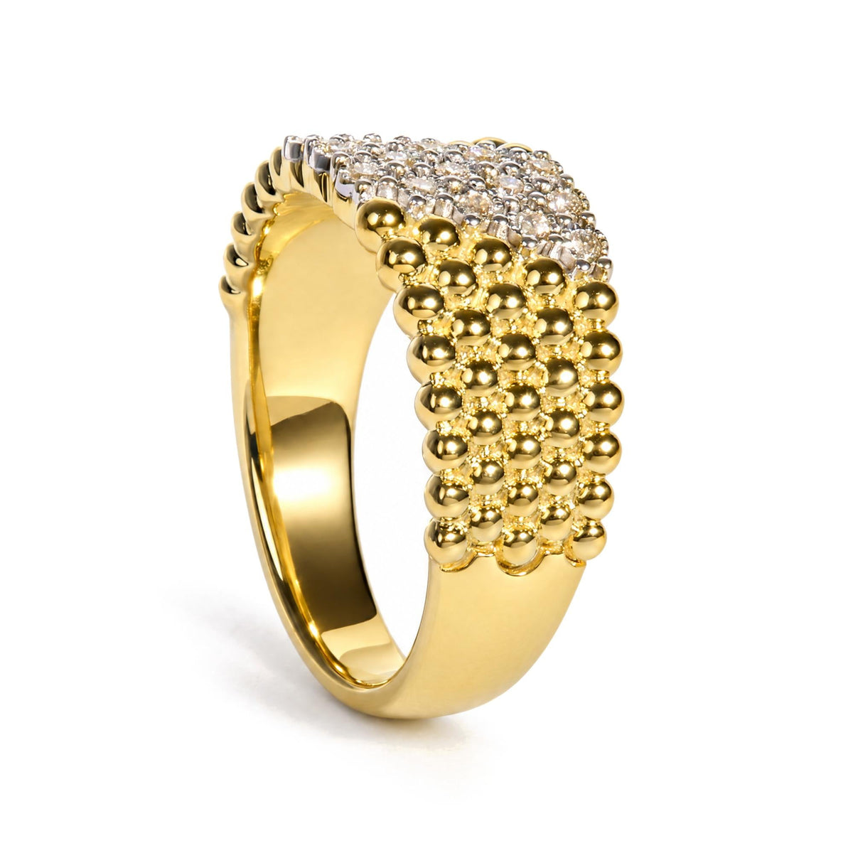 Yellow Gold Vermeil 1/10 Cttw Diamond Beaded Band Ring