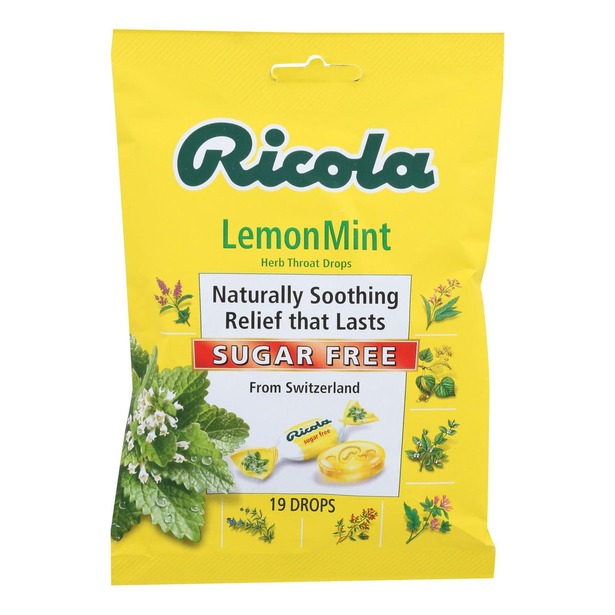 Ricola Sugar-Free Lemon Mint Cough Drops, 19 ct (Case of 8)