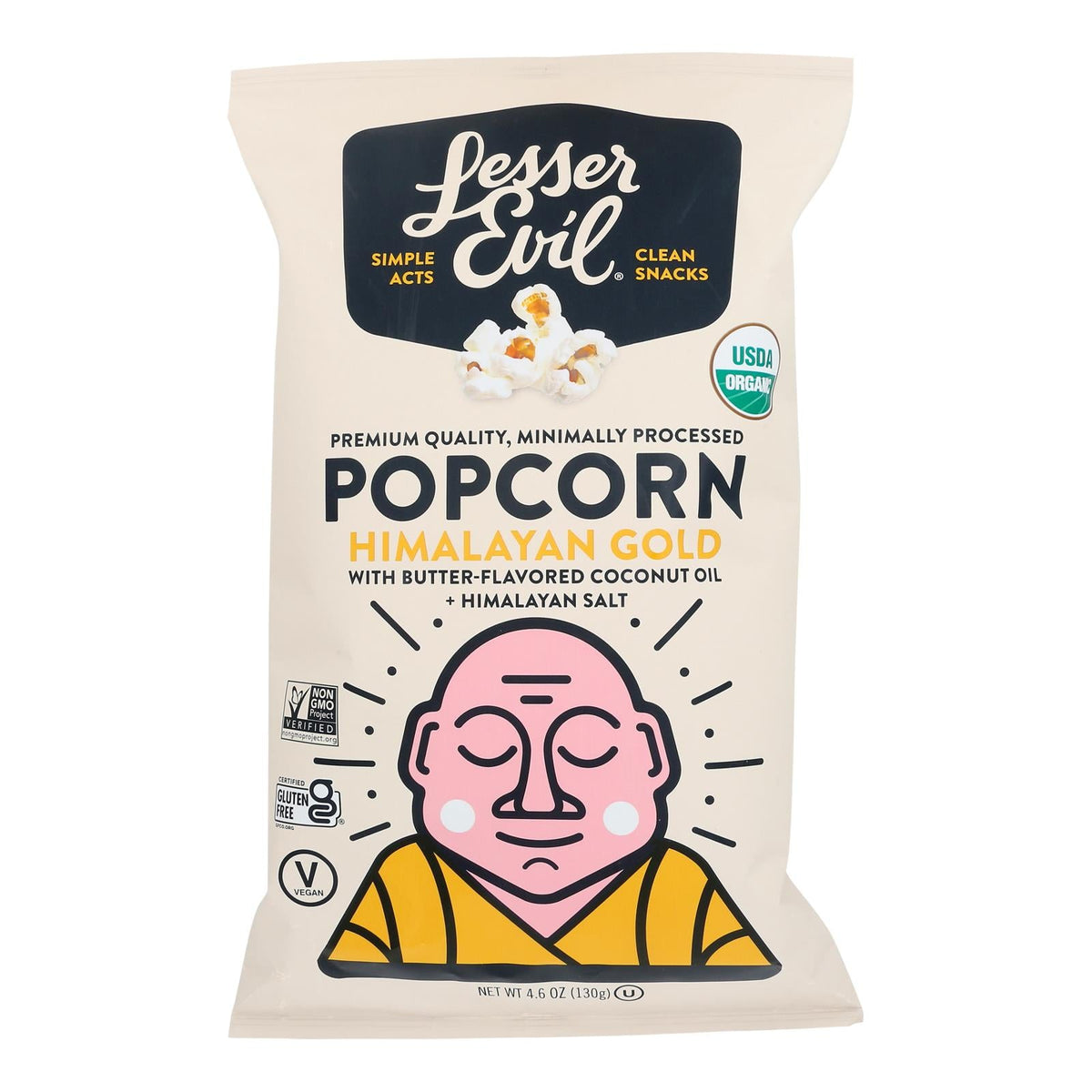 LesserEvil Himalayan Gold Popcorn, 4.6 oz (Case of 12)
