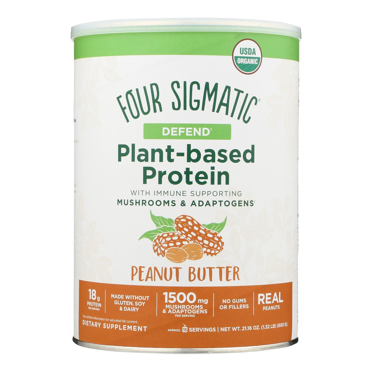 Four Sigmatic Peanut Butter Plant-Based Protein, 21.16 oz