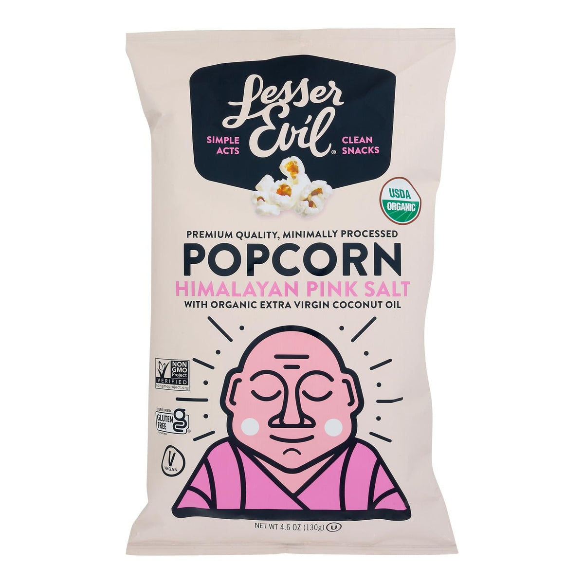 LesserEvil Himalayan Pink Salt Popcorn, 4.6 oz (Case of 12)