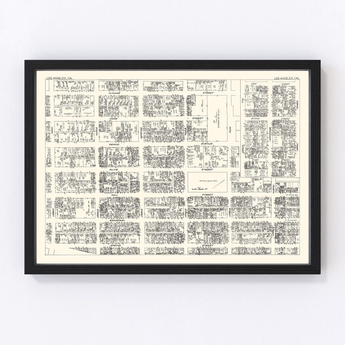 Vintage Map of Los Angeles, CA Business Section 1929