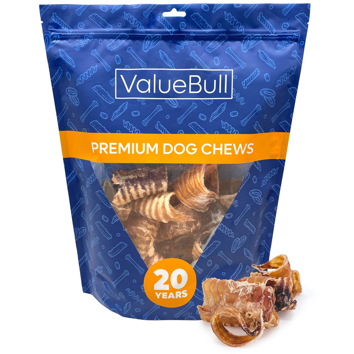 ValueBull Beef Trachea Bites for Small Dogs, Premium, 1 Pound