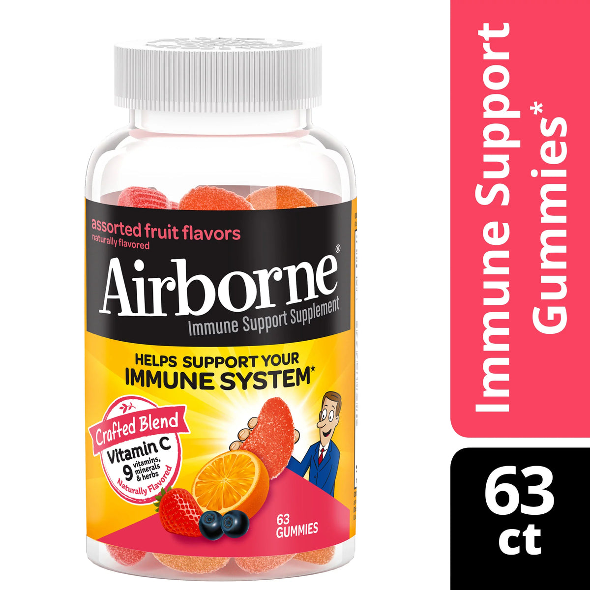 Airborne Gummy Assorted Fruit (Pack of 63)