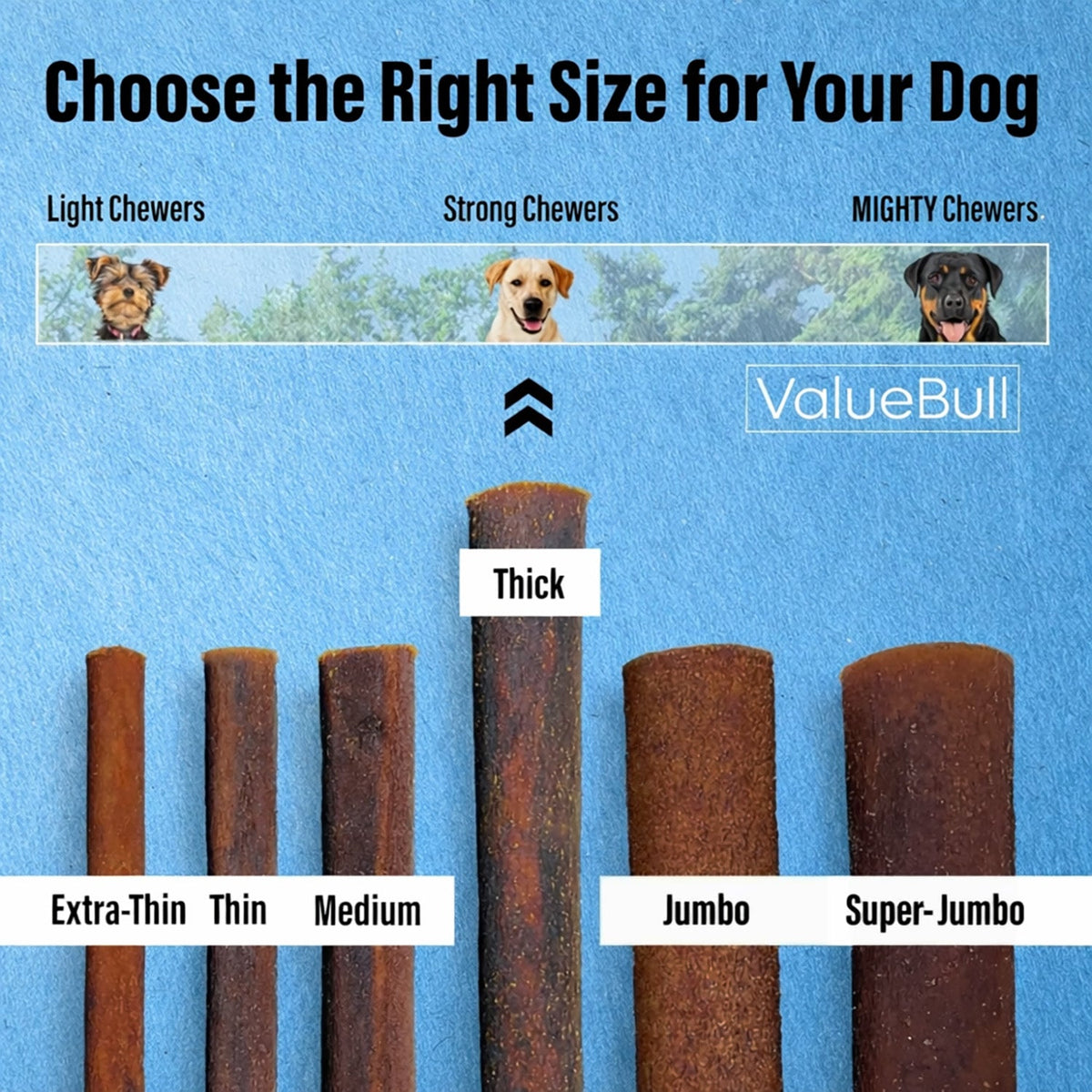 ValueBull Buffalo Collagen Sticks for Dogs, 6 Inch Thick Chews, 10 Count