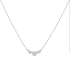 14K White Gold 1.0 Cttw Princess Cut Diamond Three Heart 18" Statement Pendant Necklace (H-I Color, SI2-I1 Clarity)