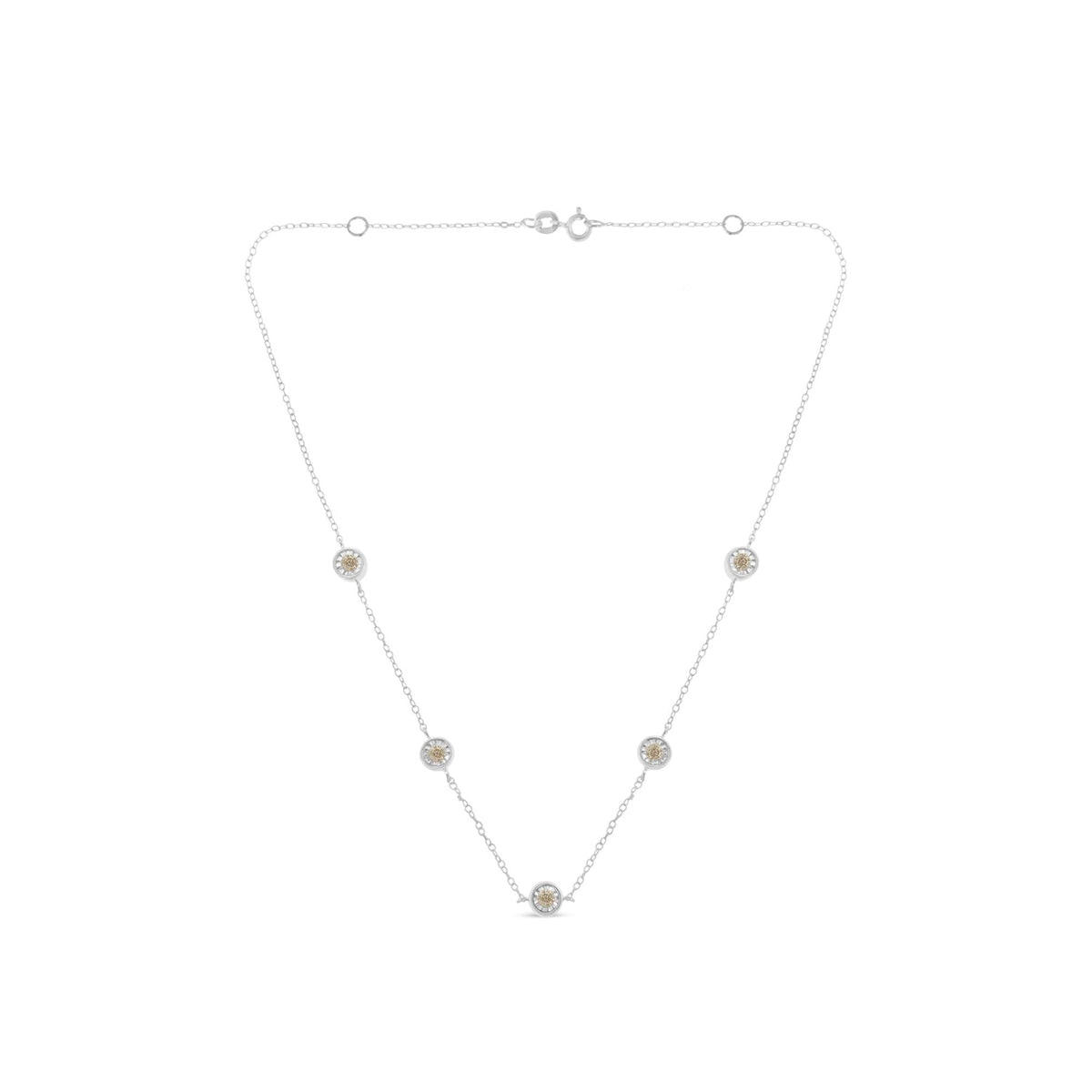 Sterling Silver Diamond Station Necklace (1/2 cttw, I-J Color, I1-I2 Clarity)