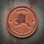 Alaska State Silhouette Leather Coaster
