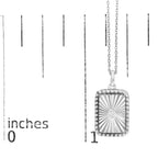 10K White Gold Diamond Accent Rectangular Shape Medallion Pendant Necklace
