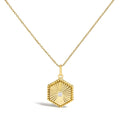 10K Yellow Gold Diamond Accent Hexagonal Fluted Medallion Pendant Necklace