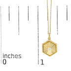 10K Yellow Gold Diamond Accent Hexagonal Fluted Medallion Pendant Necklace