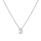 14K White Gold Diamond Accent "A-Z" Initial Script Style Pendant Necklace