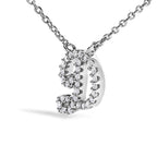 14K White Gold Diamond Accent "A-Z" Initial Script Style Pendant Necklace