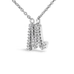14K White Gold Diamond Accent "A-Z" Initial Script Style Pendant Necklace