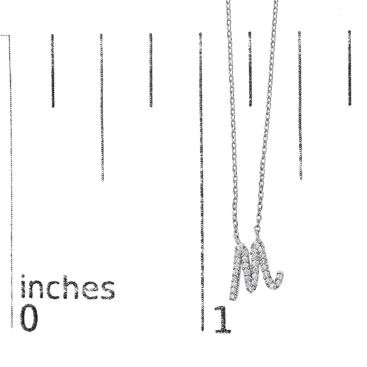 14K White Gold Diamond Accent "A-Z" Initial Script Style Pendant Necklace