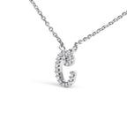 14K White Gold Diamond Accent "A-Z" Initial Script Style Pendant Necklace