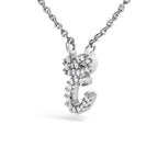 14K White Gold Diamond Accent "A-Z" Initial Script Style Pendant Necklace
