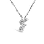14K White Gold Diamond Accent "A-Z" Initial Script Style Pendant Necklace