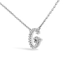 14K White Gold Diamond Accent "A-Z" Initial Script Style Pendant Necklace