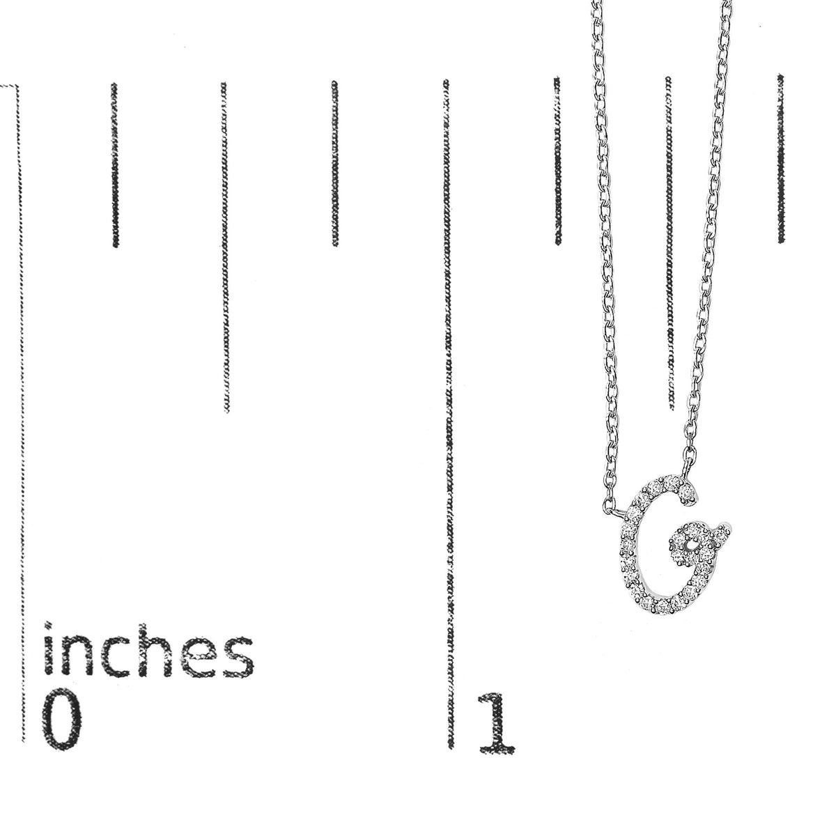 14K White Gold Diamond Accent "A-Z" Initial Script Style Pendant Necklace