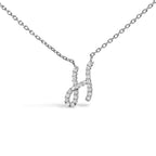 14K White Gold Diamond Accent "A-Z" Initial Script Style Pendant Necklace