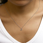 14K White Gold Diamond Accent "A-Z" Initial Script Style Pendant Necklace