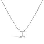 14K White Gold Diamond Accent "A-Z" Initial Script Style Pendant Necklace