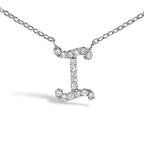 14K White Gold Diamond Accent "A-Z" Initial Script Style Pendant Necklace