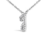 14K White Gold Diamond Accent "A-Z" Initial Script Style Pendant Necklace