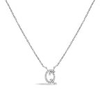 14K White Gold Diamond Accent "A-Z" Initial Script Style Pendant Necklace