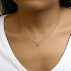 14K White Gold Diamond Accent "A-Z" Initial Script Style Pendant Necklace
