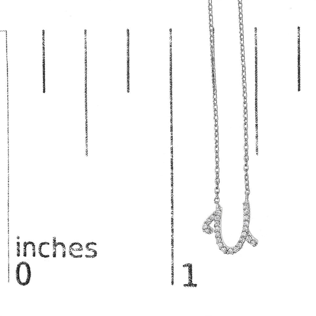 14K White Gold Diamond Accent "A-Z" Initial Script Style Pendant Necklace