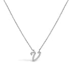 14K White Gold Diamond Accent "A-Z" Initial Script Style Pendant Necklace