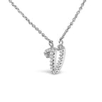 14K White Gold Diamond Accent "A-Z" Initial Script Style Pendant Necklace