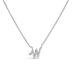 14K White Gold Diamond Accent "A-Z" Initial Script Style Pendant Necklace