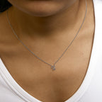 14K White Gold Diamond Accent "A-Z" Initial Script Style Pendant Necklace