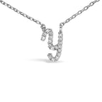 14K White Gold Diamond Accent "A-Z" Initial Script Style Pendant Necklace
