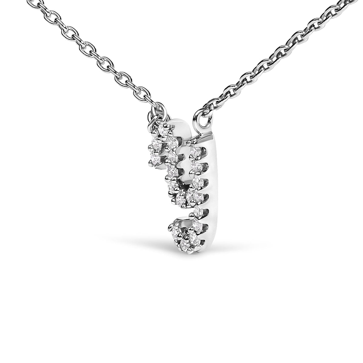 14K White Gold Diamond Accent "A-Z" Initial Script Style Pendant Necklace
