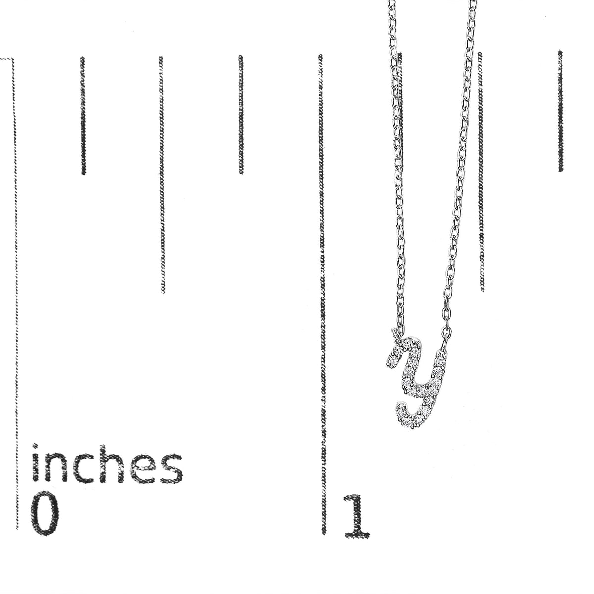 14K White Gold Diamond Accent "A-Z" Initial Script Style Pendant Necklace