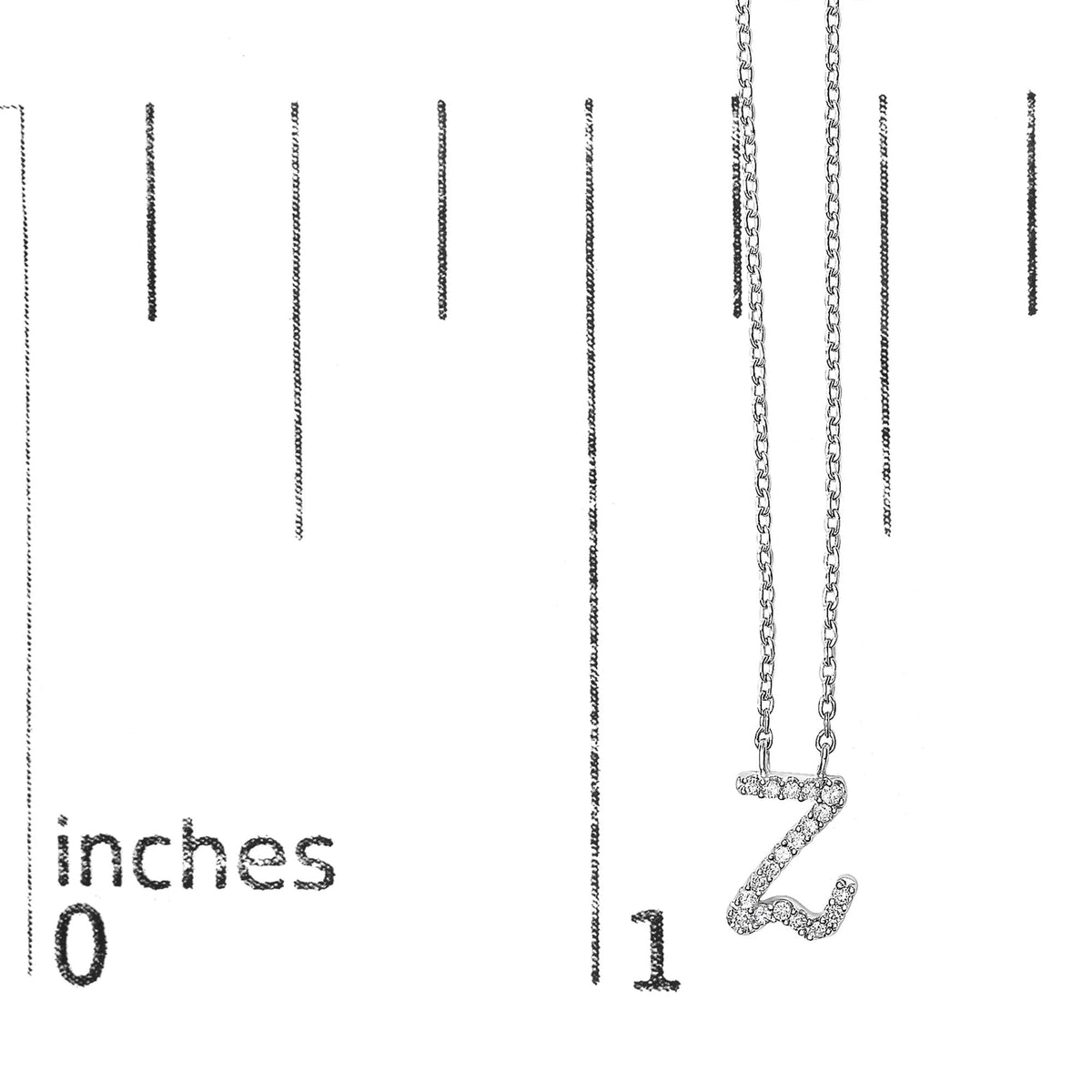 14K White Gold Diamond Accent "A-Z" Initial Script Style Pendant Necklace