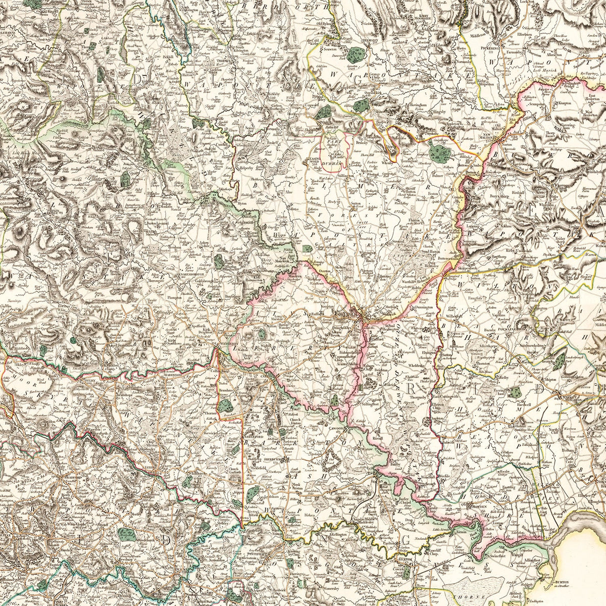 Vintage Map of Yorkshire County England, 1808