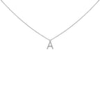 10K White Gold Diamond Accent "A-Z" Block Initial Pendant Necklace