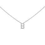 10K White Gold Diamond Accent "A-Z" Block Initial Pendant Necklace