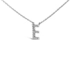 10K White Gold Diamond Accent "A-Z" Block Initial Pendant Necklace