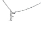 10K White Gold Diamond Accent "A-Z" Block Initial Pendant Necklace