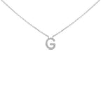 10K White Gold Diamond Accent "A-Z" Block Initial Pendant Necklace