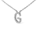 10K White Gold Diamond Accent "A-Z" Block Initial Pendant Necklace